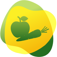 Õuna ja porgandi ikoon illustreerimaks väikese naatriumisisaldusega dieeti